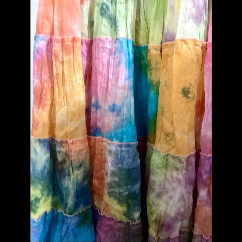 M Serengeti Rainbow Pastel Cotton Voile Lined Sun Dress Elastic Top Crushable - Picture 3 of 5